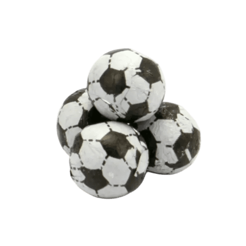 Customised Chocolate Football Organza Bags in White branded with your logo from Total Merchandise