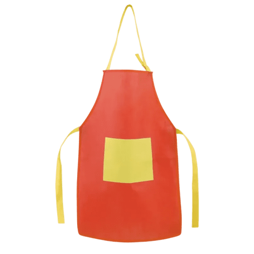Logo Branded Children's Non-Woven Apron in Red/Yellow printed with your logo from Total Merchandise