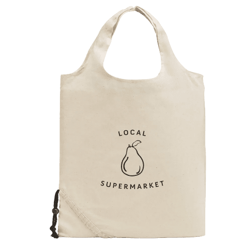 Custom Branded 100% Cotton Foldable Bag in Natural printed with your logo from Total Merchandise