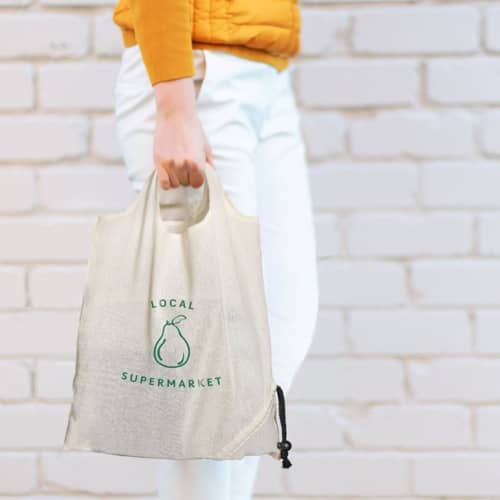 Personalisable 100% Cotton Foldable Bag in Natural printed with your logo from Total Merchandise
