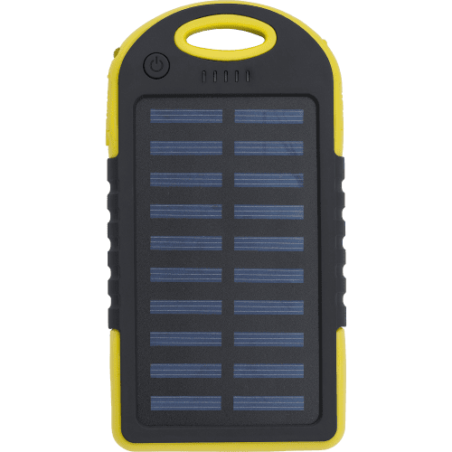 Branded 4000mAh Rubberised Solar Power Bank in Yellow printed with your logo from Total Merchandise