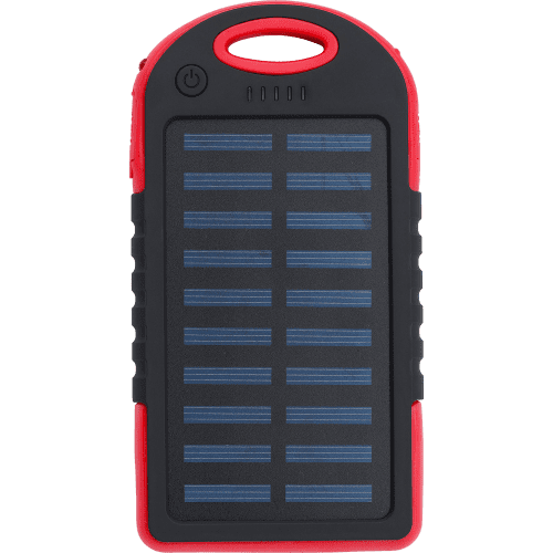 Promotional 4000mAh Rubberised Solar Power Bank in Red printed with your logo from Total Merchandise