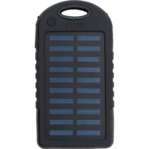 Printed 4000mAh Rubberised Solar Power Bank in Black printed with your logo from Total Merchandise