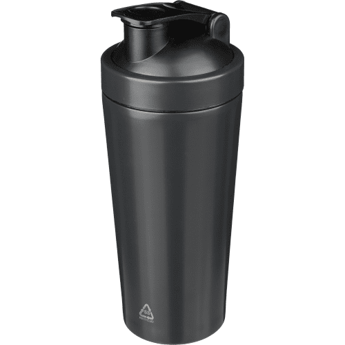Promotional Recycled Stainless Steel Single-Walled Shaker Bottle in Black from Total Merchandise