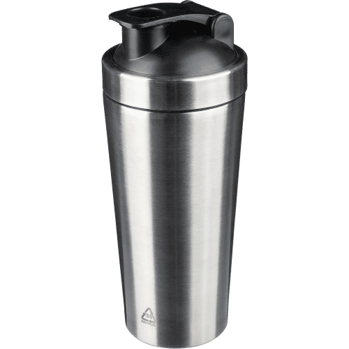 Customisable Recycled Stainless Steel Single-Walled Shaker Bottle in Silver from Total Merchandise