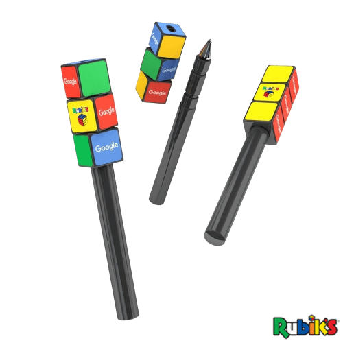 Logo branded Promotional Rubik's Pen in Black with a design from Total Merchandise