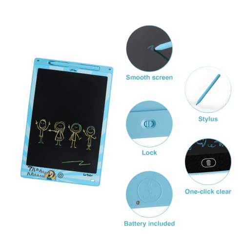 Logo Printed LCD Writing Drawing Tablet in Light Blue branded with your logo from Total Merchandise