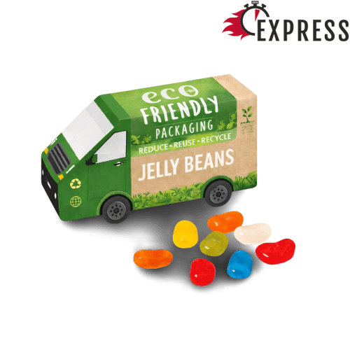 Promotional Total Express Jolly Bean Eco Van Box in White with a design from Total Merchandise