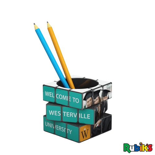 Promotional Rubik's Pen Pot in Black with a design from Total Merchandise