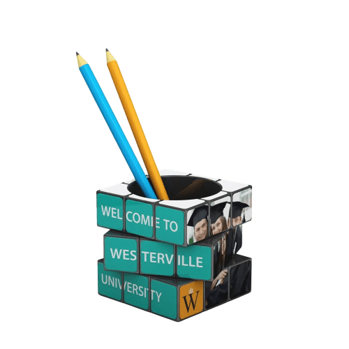Promotional Rubik's Pen Pot in Black with a design from Total Merchandise