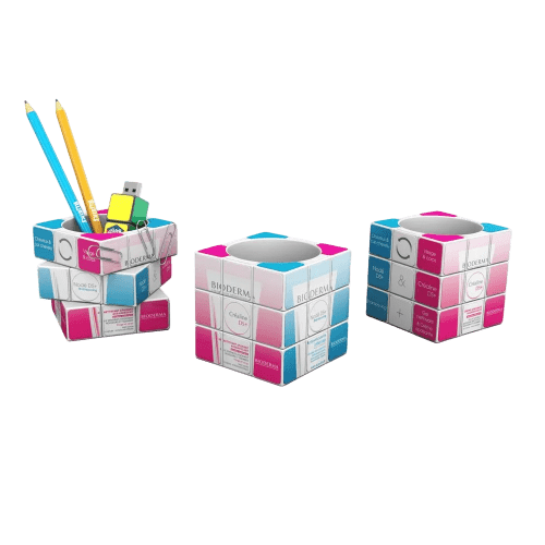 Promotional Rubik's Pen Pot in Black with a full colour print from Total Merchandise