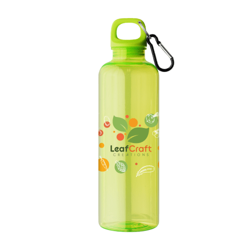 Personalised rPET Carabiner Clip Screw-Top Water Bottle in Lime Green from Total Merchandise