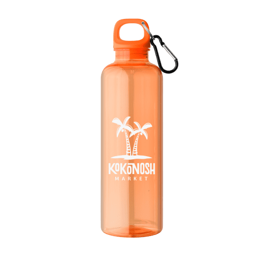 Customisable rPET Carabiner Clip Screw-Top Water Bottle in Orange from Total Merchandise