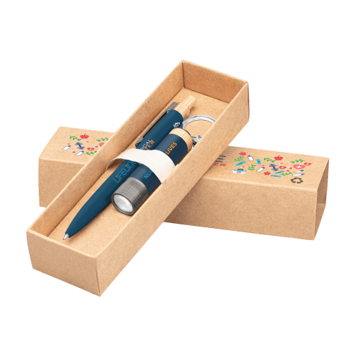 Custom Branded Pen & Torch Gift Set in Navy Blue printed with your logo from Total Merchandise