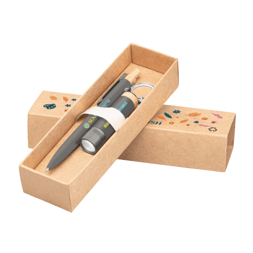 Custom Printed Pen & Torch Gift Set in Gunmetal printed with your logo from Total Merchandise