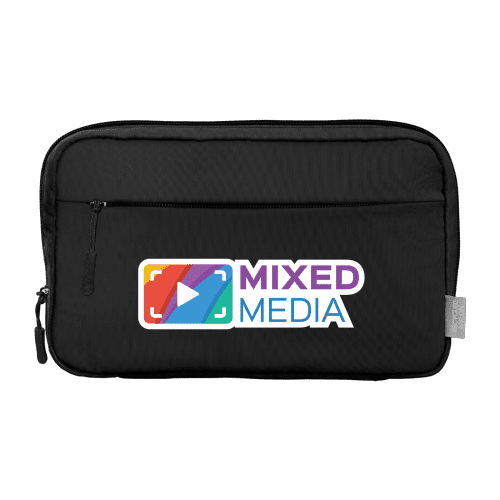 Branded Recycled Nylon Tech Pouch in Black with a design from Total Merchandise