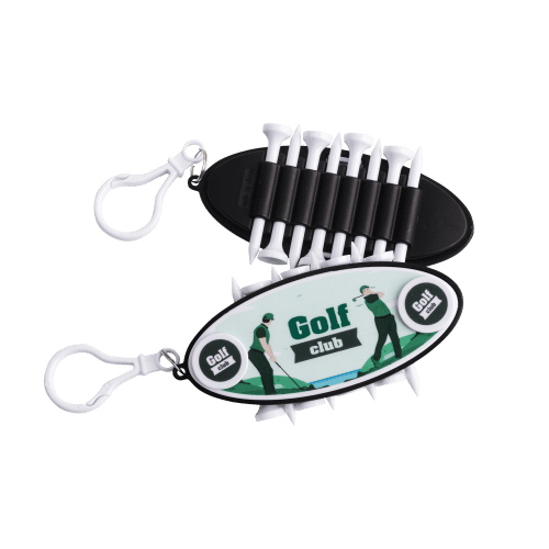 Customisable Golf Tee Set in Black/White printd with your company logo from Total Merchandise