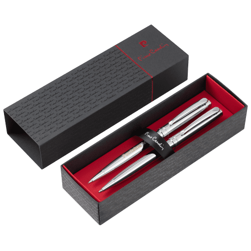Custom Branded Pierre Cardin Fontaine Pen and Pencil in Gift Box in Silver from Total Merchandise