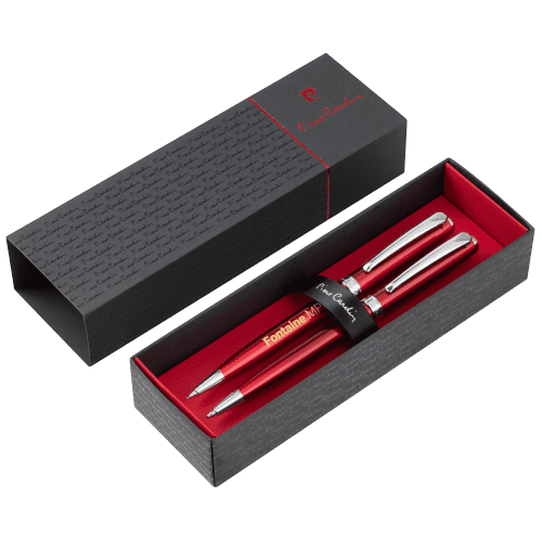 Custom Printed Pierre Cardin Fontaine Pen and Pencil in Gift Box in Silver from Total Merchandise