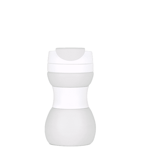 Promotional 500ml Collapsible Silicone Coffee Travel Cup in Light Grey from Total Merchandise