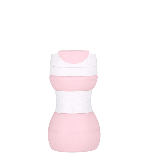 Custom 500ml Collapsible Silicone Coffee Travel Cup in Pink from Total Merchandise