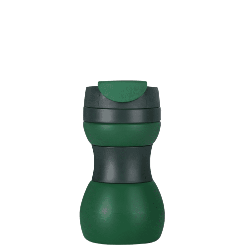 Printed 500ml Collapsible Silicone Coffee Travel Cup in Dark Green from Total Merchandise