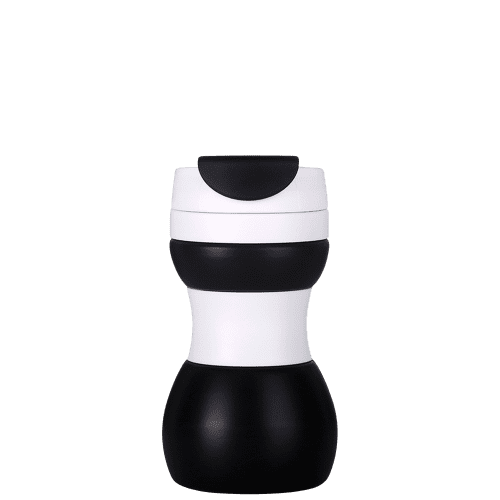 Custom 500ml Collapsible Silicone Coffee Travel Cup in Black from Total Merchandise