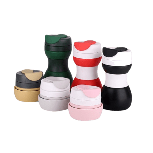 Group image of the 500ml Collapsible Silicone Coffee Travel Cups from Total Merchandise