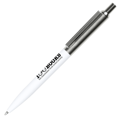 Customisable Memo Recycled Ballpen in White printed with your logo from Total Merchandise