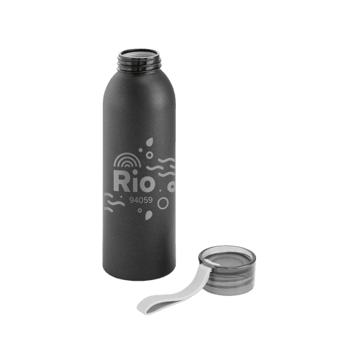 Promotional Rio Recycled  Metal Bottles in Black from Total Merchandise