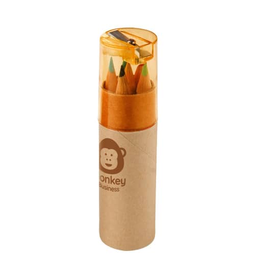 Branded Colouring Pencil Tube with Sharpener in Orange with a design from Total Merchandise