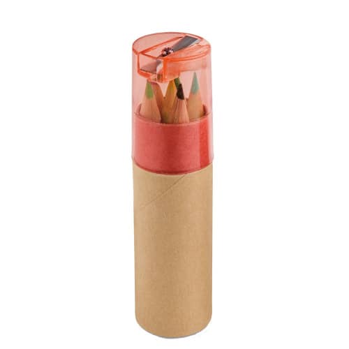 Custom Colouring Pencil Tube with Sharpener in Red with a design from Total Merchandise