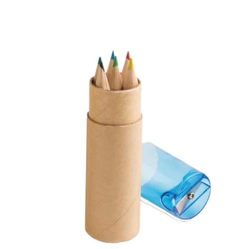 Promotional Colouring Pencil Tube with Sharpener in Blue with a design from Total Merchandise