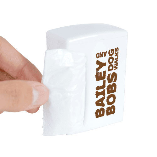 Custom Branded Waste Bag Dispenser in White printed with your logo from Total Merchandise