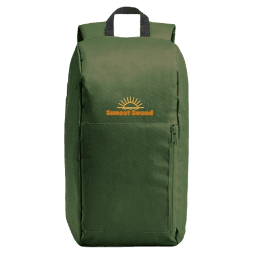 Personalised 600D Polyester Backpack in Dark Green printed with your logo from Total Merchndise
