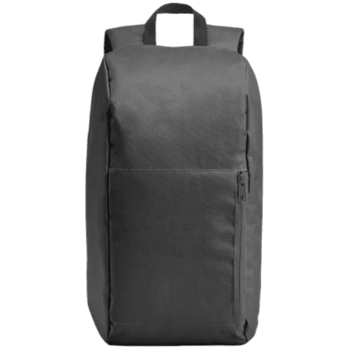 Logo Branded 600D Polyester Backpack in Dark Grey printed with your logo from Total Merchndise