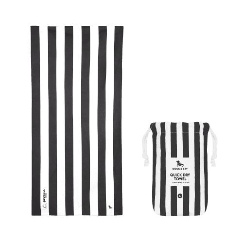 Custom Dock & Bay Quick Dry Towel in Black with a design from Total Merchandise