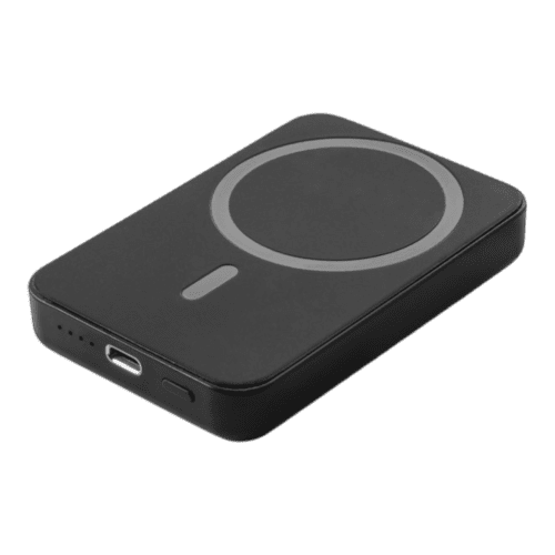 Personalised 5000mAh Wireless Magnetic Power Bank in Black printed with your company logo