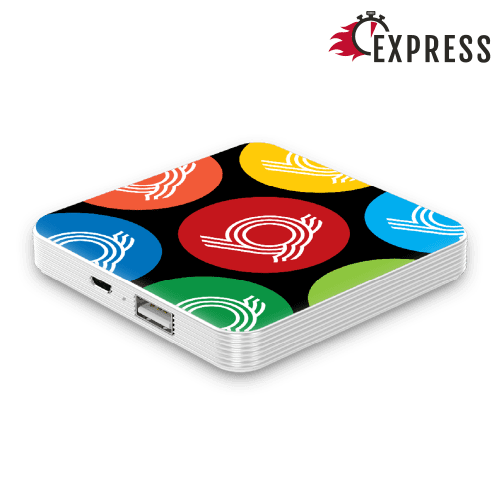 Branded Total Express Arc 3,000mAh Power Bank in White with a design from Total Merchandise