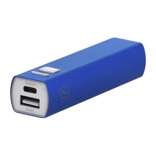 Customisable Tech Eco 2600mAh Power Banks in Blue with a design from Total Merchandise