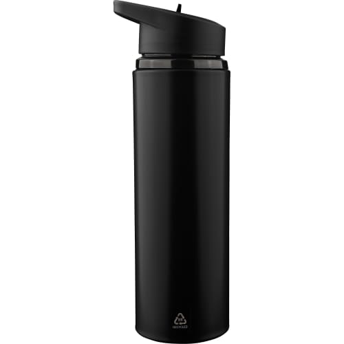 Custom 500ml Recycled Stainless Steel Drinking Bottle in Black with a design from Total Merchandise