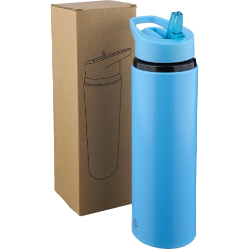 Custom 500ml Recycled Stainless Steel Drinking Bottle in Light Blue with a design from Total Merchandise