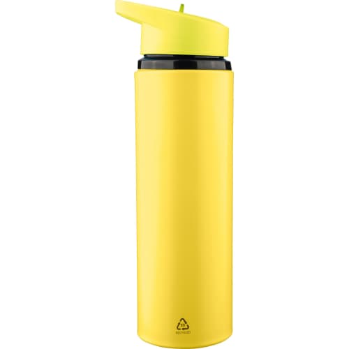 Printed 500ml Recycled Stainless Steel Drinking Bottle in Yellow with a design from Total Merchandise