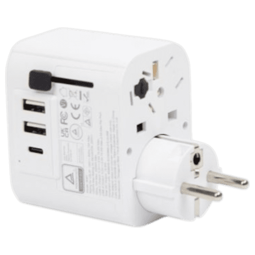 Custom Travel Adaptor in White with a design form Total Merchandise