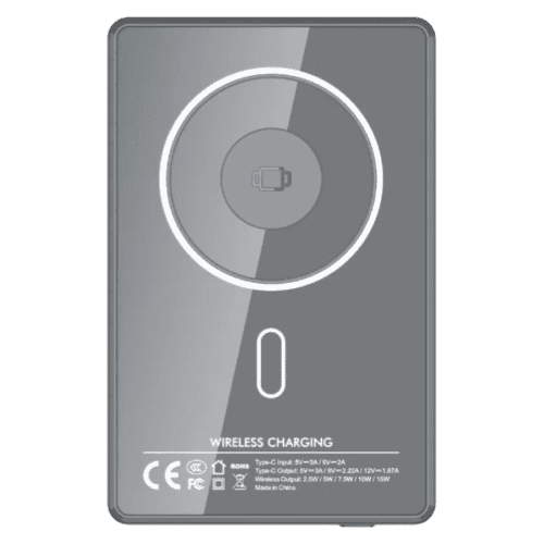 Customisable Noir Nano 5000mAh Magnetic Power Bank in Grey from Total Merchandise