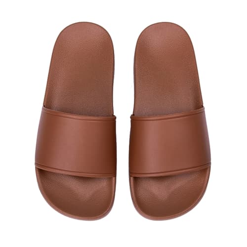 Custom Coloured Sliders in Brown with a design from Total Merchandise