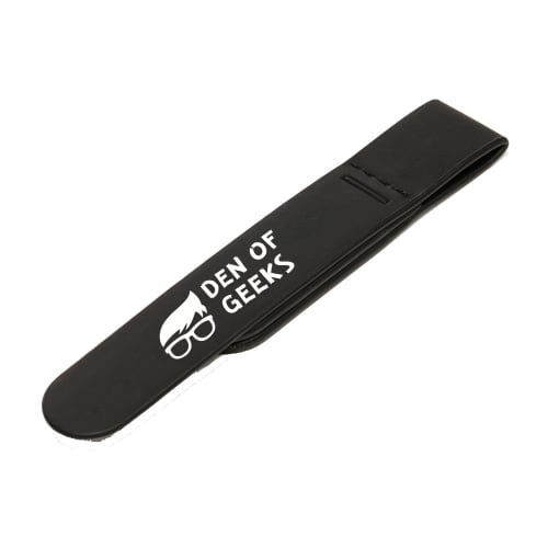 Branded Bookmark with Pen Loop in Black with a design from Total Merchandise