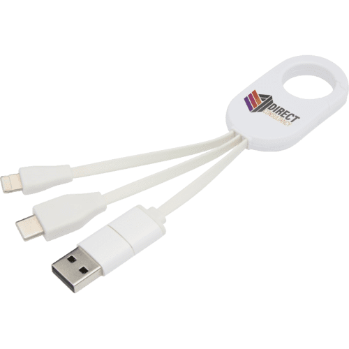 4-in-1 Recycled Plastic Charging Cable in White