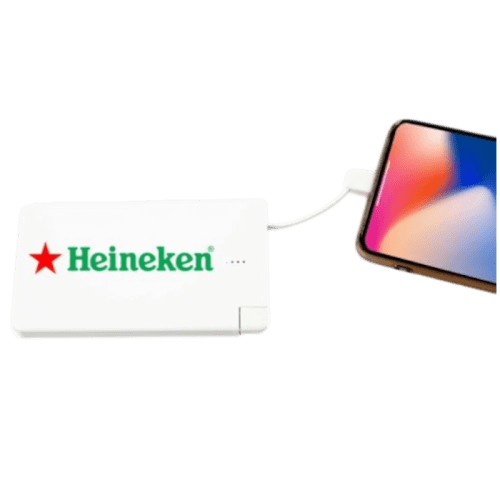 Custom 5000mAh Card Phone Charger in White with a design from Total Merchandise