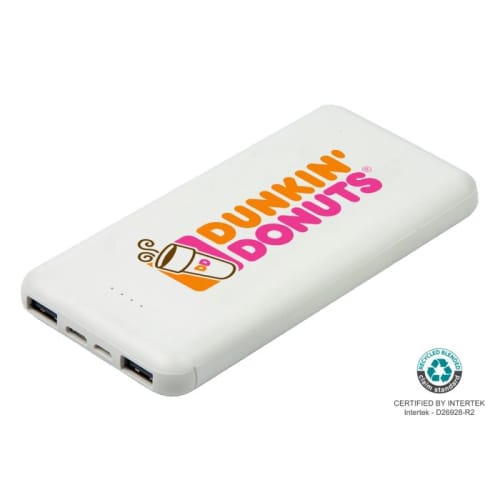 Promotional Eco Pro 10,000mAh Powerbank in White with a design from Total Merchandise